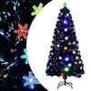 Vidaxl Trésation de Noël avec flocons de neige à LED 150 cm Fiber optique noir