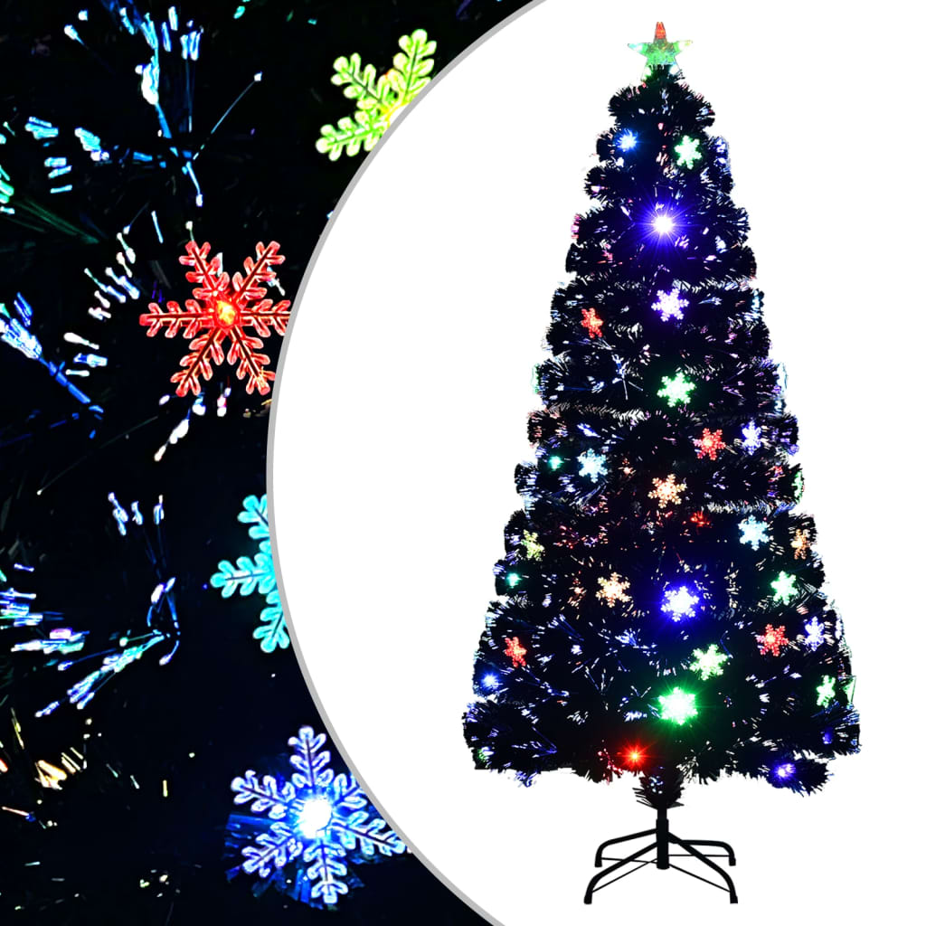 Vidaxl Trésation de Noël avec flocons de neige à LED 150 cm Fiber optique noir