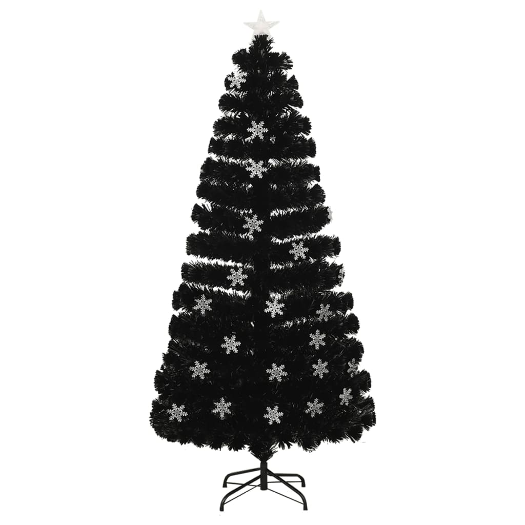 Vidaxl Trésation de Noël avec flocons de neige à LED 150 cm Fiber optique noir