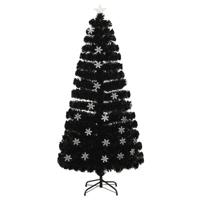 Vidaxl Trésation de Noël avec flocons de neige à LED 150 cm Fiber optique noir