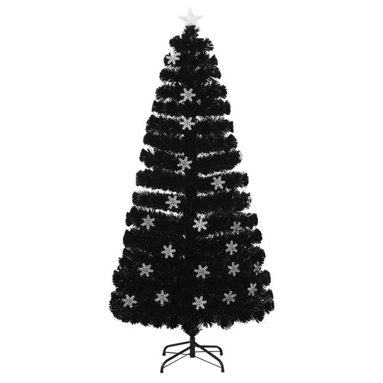 Vidaxl Trésation de Noël avec flocons de neige à LED 150 cm Fiber optique noir