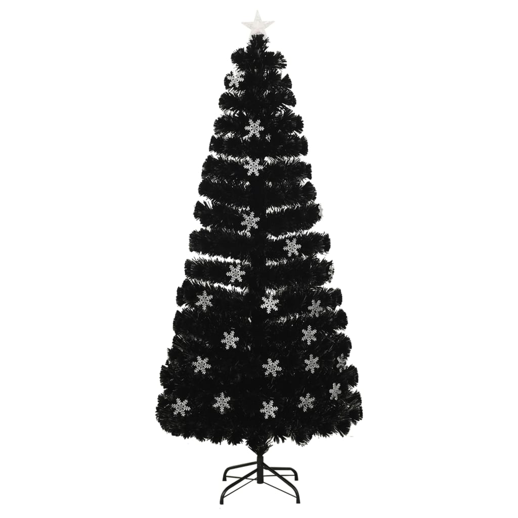 Vidaxl Christmas Taper avec des flocons de neige à LED 180 cm Fiber optique noir