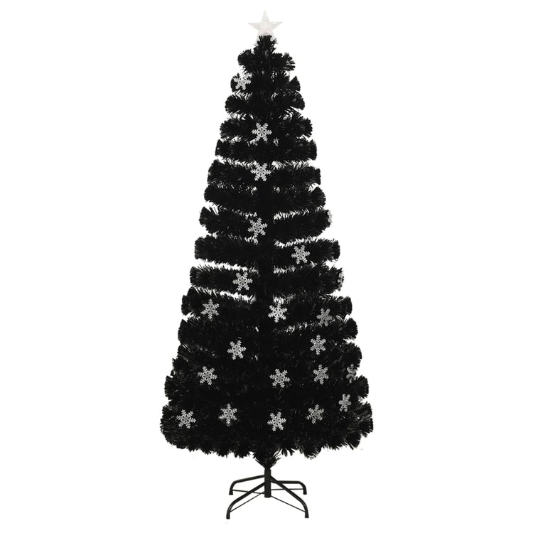 Vidaxl Christmas Taper avec des flocons de neige à LED 180 cm Fiber optique noir