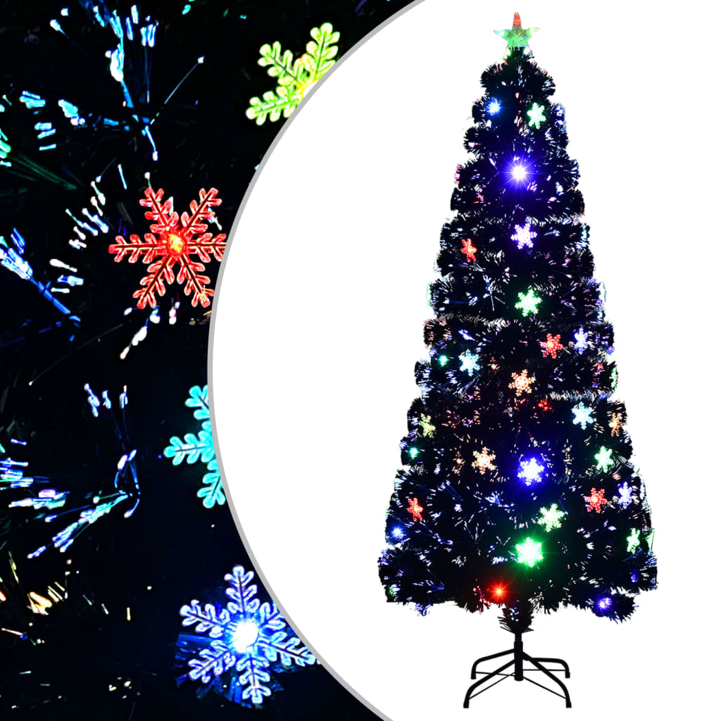 Vidaxl Christmas Taper avec des flocons de neige à LED 210 cm Fiber optique noire