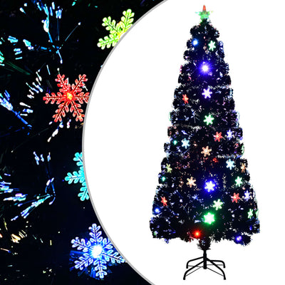 Vidaxl Christmas Taper avec des flocons de neige à LED 210 cm Fiber optique noire