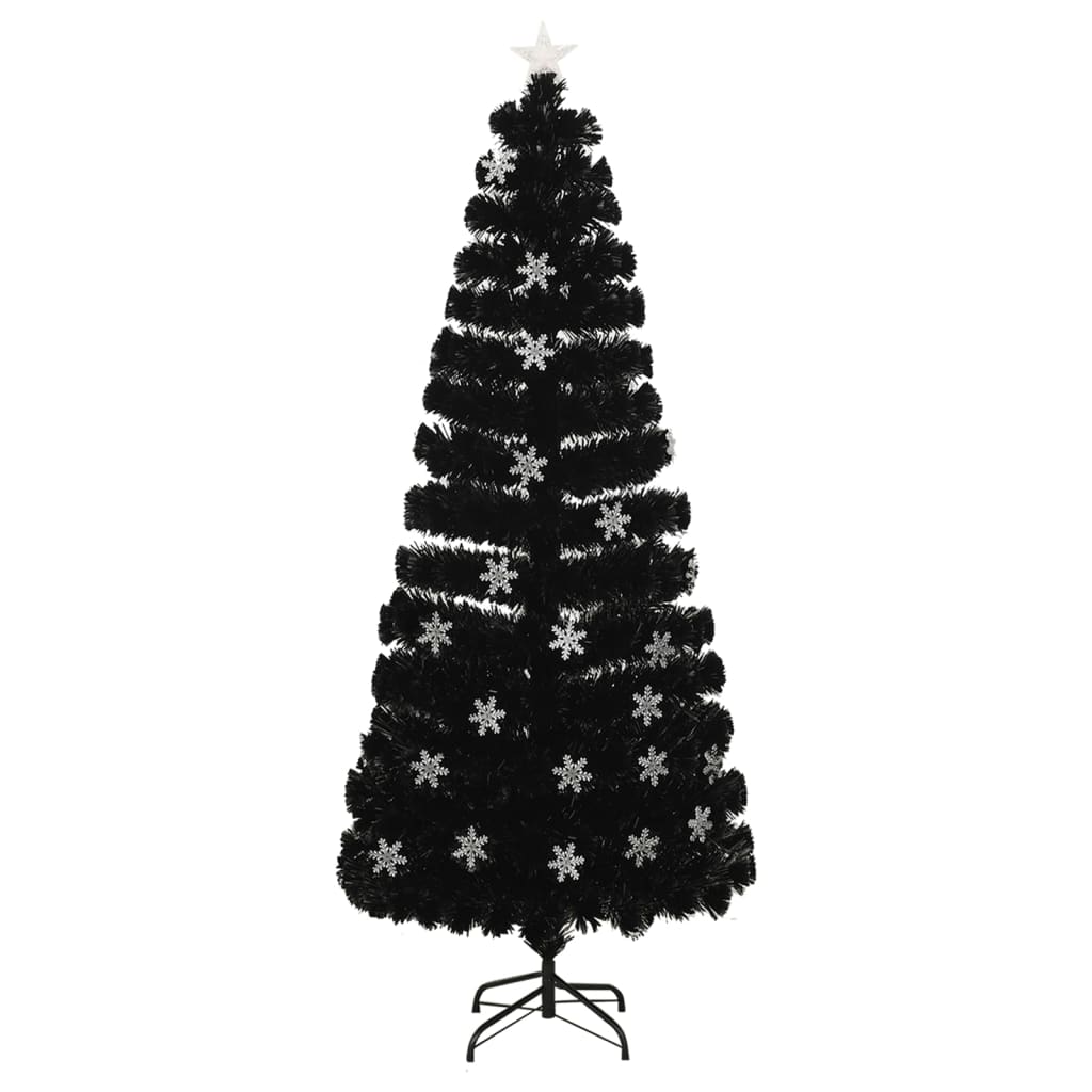 Vidaxl Christmas Taper avec des flocons de neige à LED 210 cm Fiber optique noire