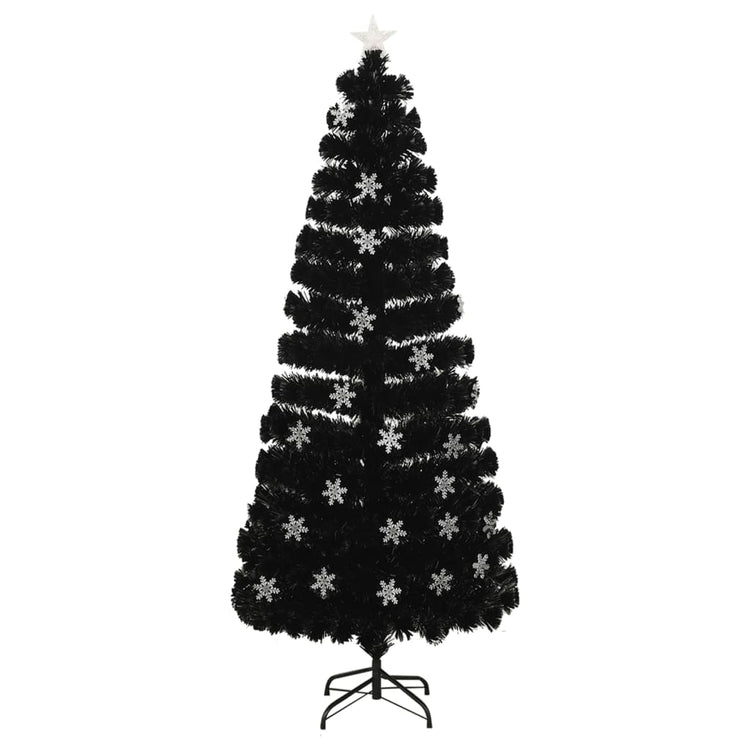 Vidaxl Christmas Taper avec des flocons de neige à LED 210 cm Fiber optique noire