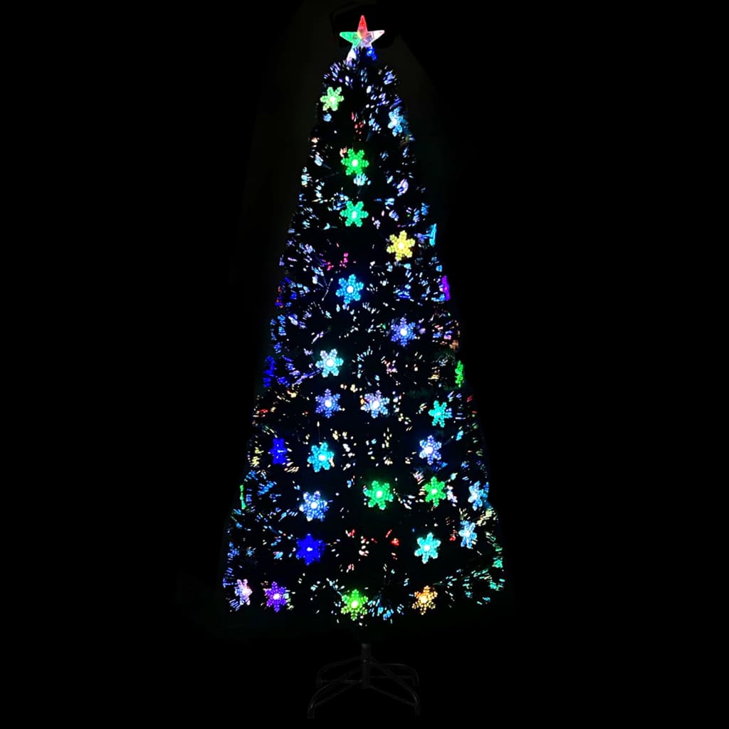 Vidaxl Christmas Taper avec des flocons de neige à LED 210 cm Fiber optique noire
