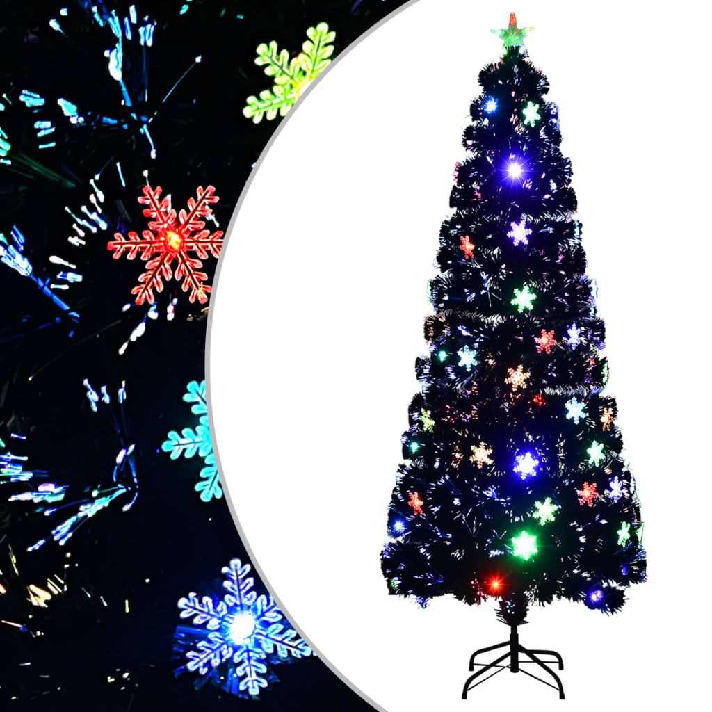 Vidaxl Trear de Noël avec flocons de neige à LED 240 cm Fiber optique noir