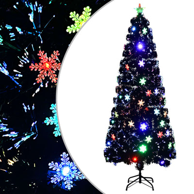 Vidaxl Trear de Noël avec flocons de neige à LED 240 cm Fiber optique noir