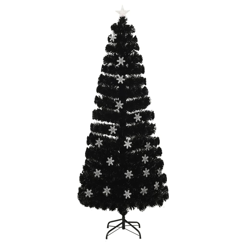 Vidaxl Trear de Noël avec flocons de neige à LED 240 cm Fiber optique noir