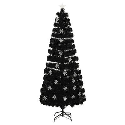 Vidaxl Trear de Noël avec flocons de neige à LED 240 cm Fiber optique noir
