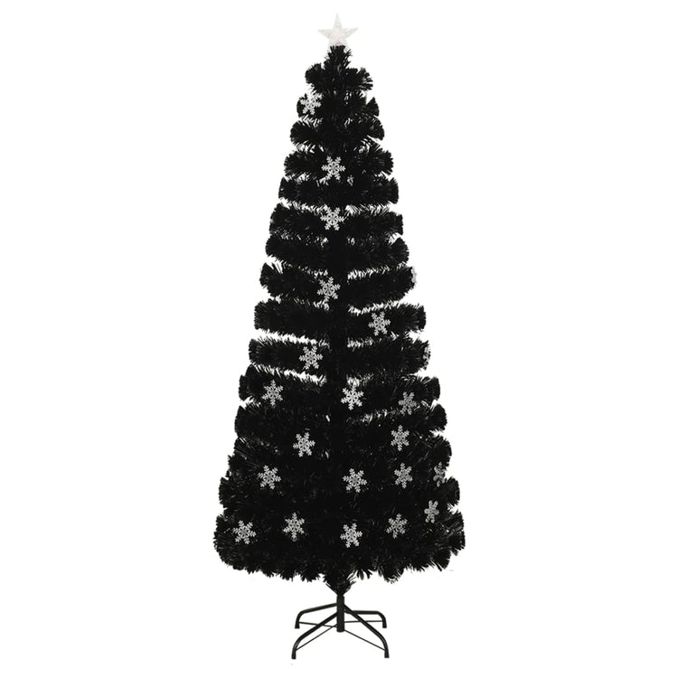Vidaxl Trear de Noël avec flocons de neige à LED 240 cm Fiber optique noir