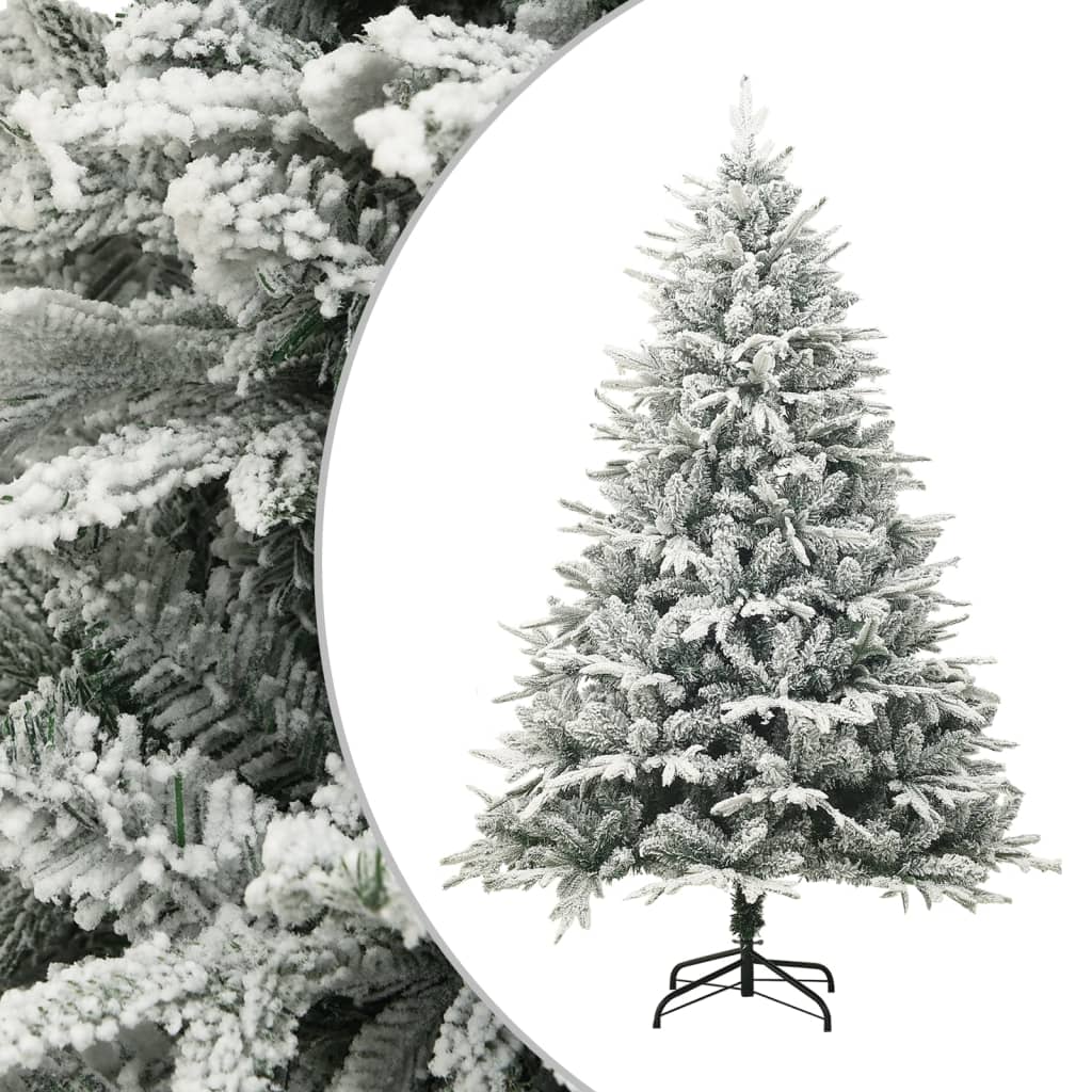 VidaXL sapin de Noël artificiel avec flocons de neige 210 cm PVC et PE vert