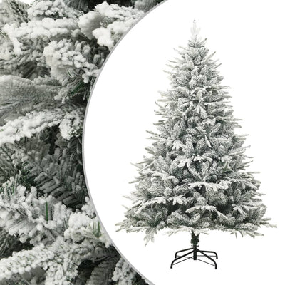 VidaXL sapin de Noël artificiel avec flocons de neige 210 cm PVC et PE vert