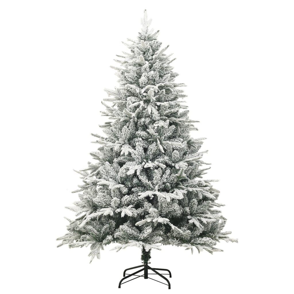 VidaXL sapin de Noël artificiel avec flocons de neige 210 cm PVC et PE vert