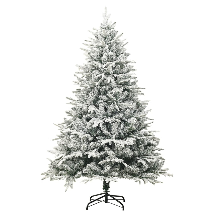 VidaXL sapin de Noël artificiel avec flocons de neige 210 cm PVC et PE vert