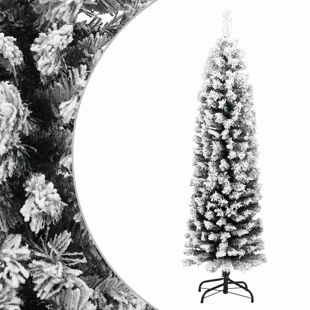 Vidaxl kunstkerstboom avec neige étroite 120 cm en PVC vert