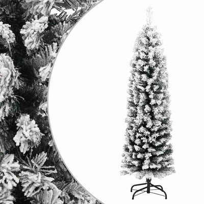 Vidaxl kunstkerstboom avec neige étroite 120 cm en PVC vert