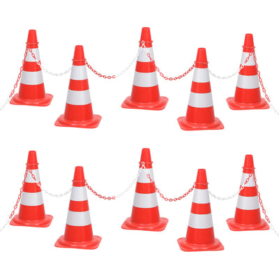 Cônes vidaxl Ensemble avec chaîne 10 m rouge et blanc