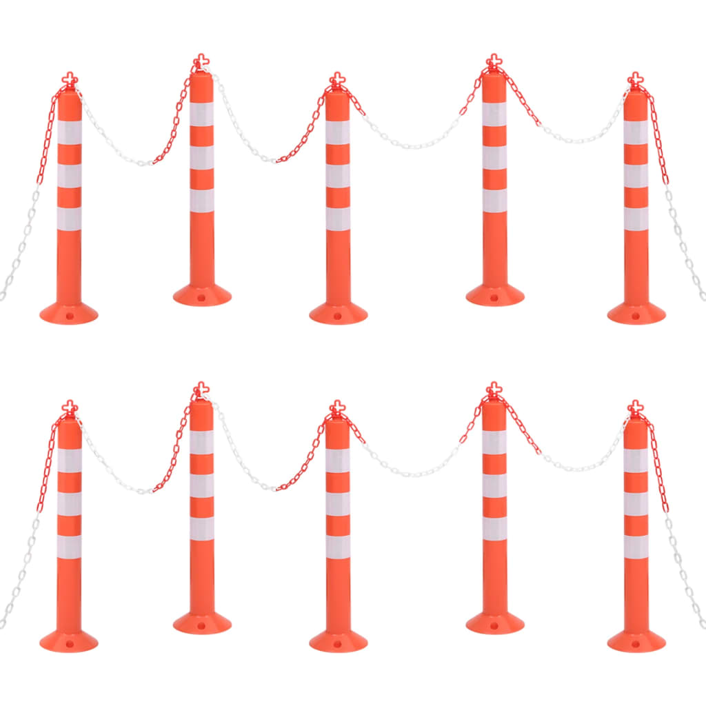 Pôles de trafic vidaxl avec chaîne 10 pcs 75 cm PE