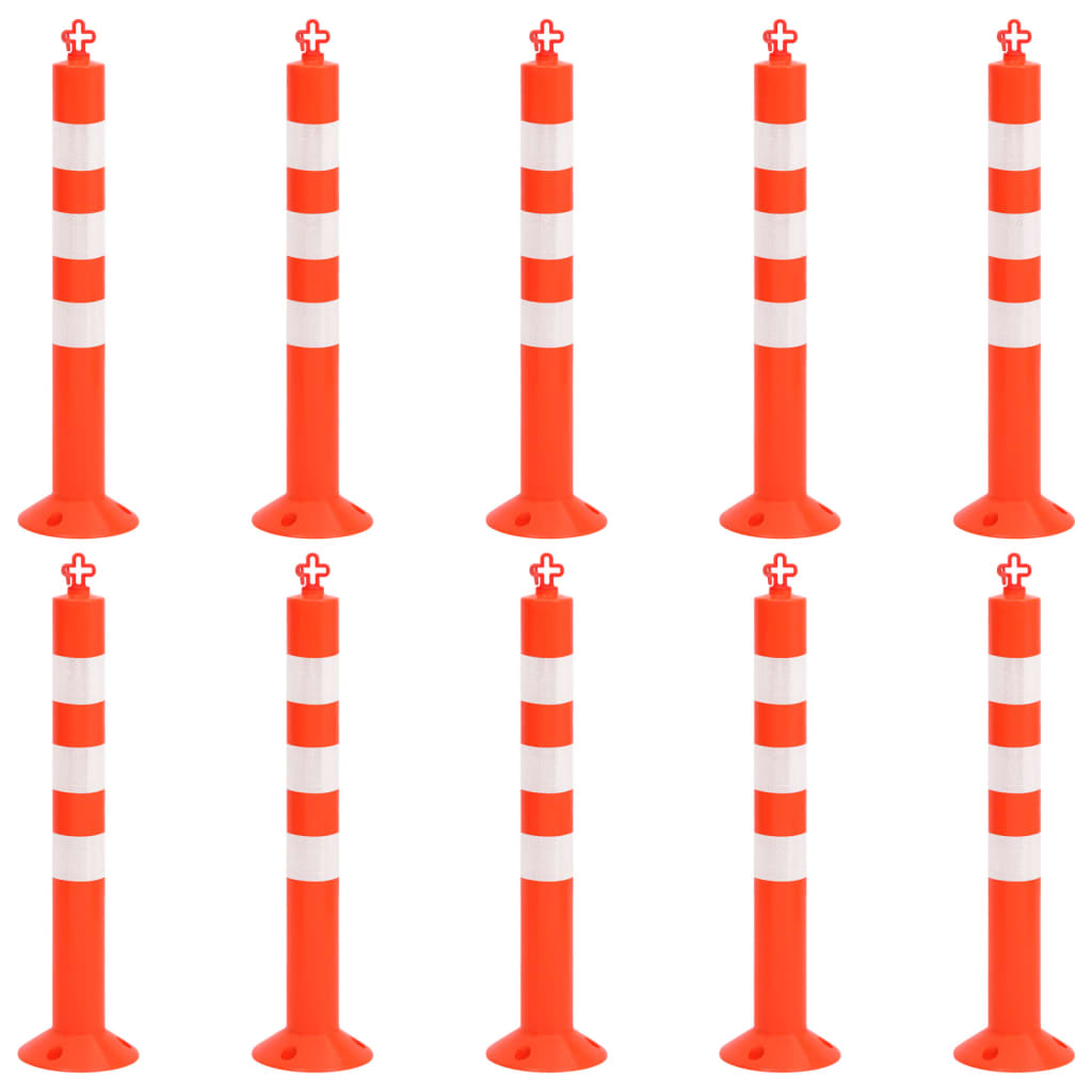 Pôles de trafic vidaxl avec chaîne 10 pcs 75 cm PE