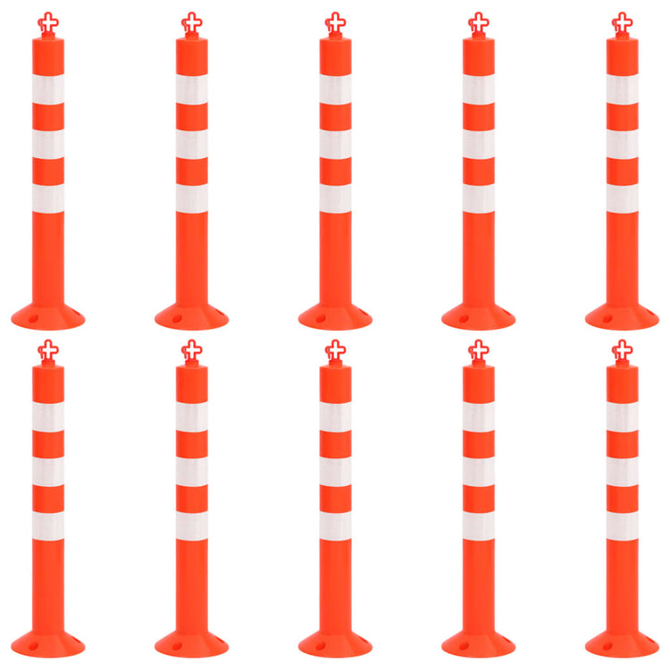 Pôles de trafic vidaxl avec chaîne 10 pcs 75 cm PE