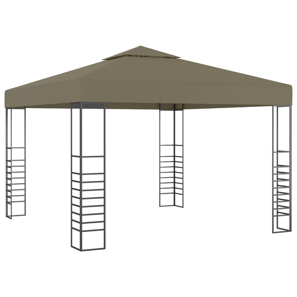 Pavillon de jardin Vidaxxl avec guirlande lumineuse LED 3x3 m taupe