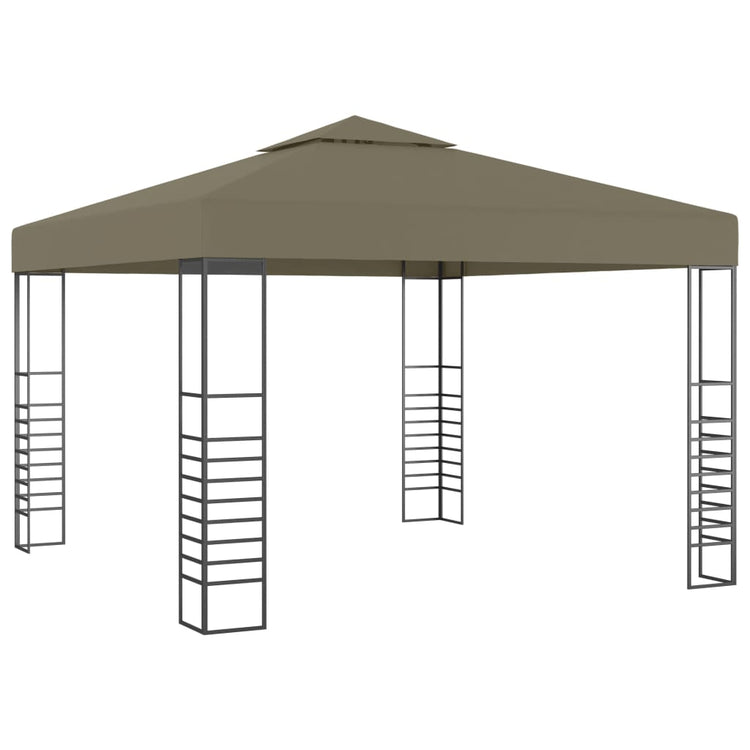 Pavillon de jardin Vidaxxl avec guirlande lumineuse LED 3x3 m taupe