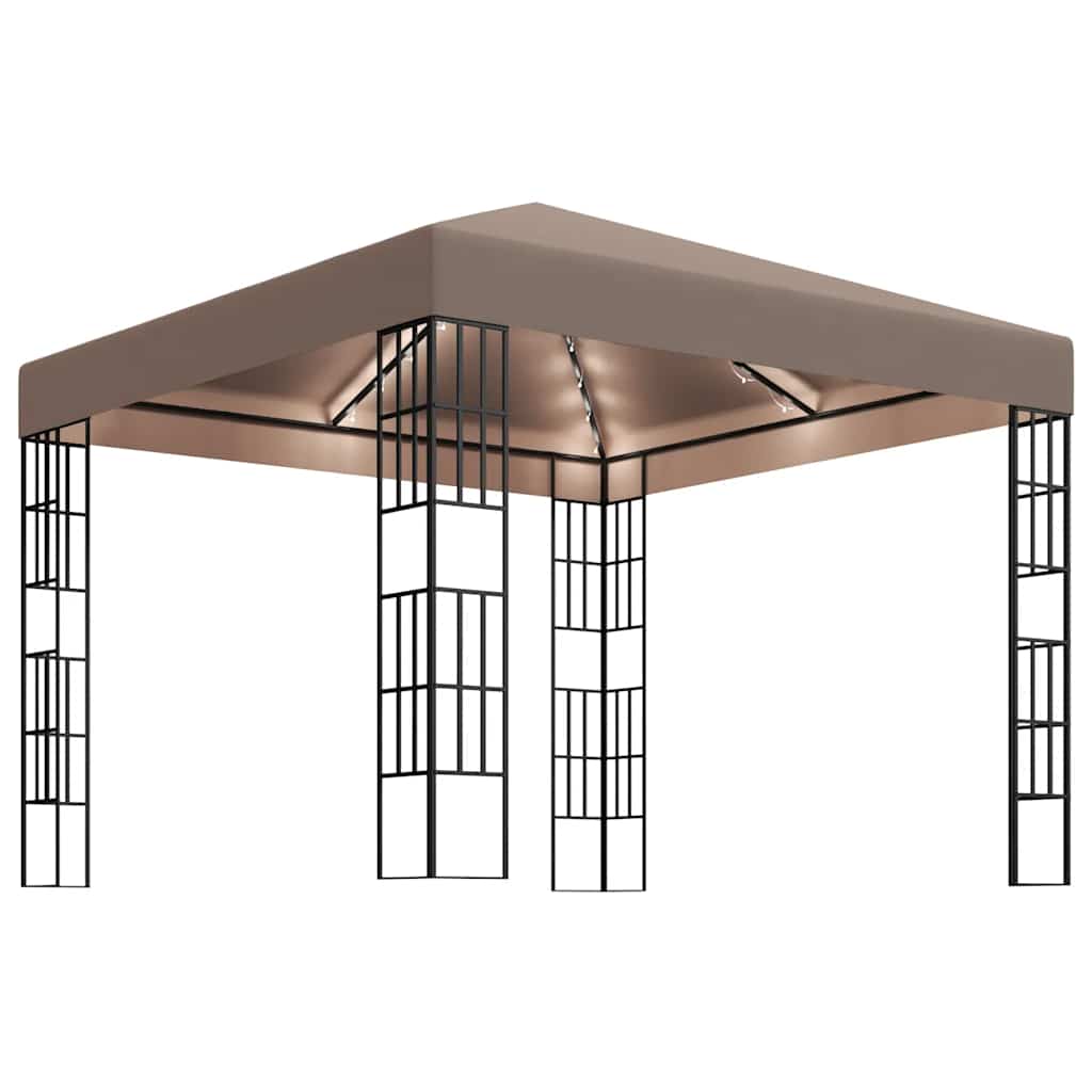 Tonnelle Vidaxx avec guirlande lumineuse LED 3x3 m taupe