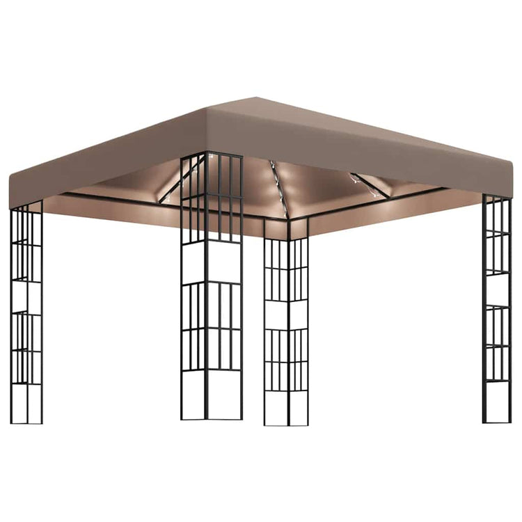 Tonnelle Vidaxx avec guirlande lumineuse LED 3x3 m taupe