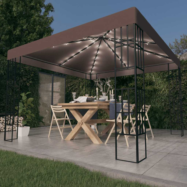Tonnelle Vidaxx avec guirlande lumineuse LED 3x3 m taupe