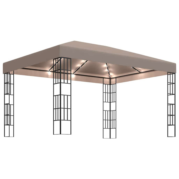 Tonnelle Vidaxx avec guirlande lumineuse LED 4x3 m taupe
