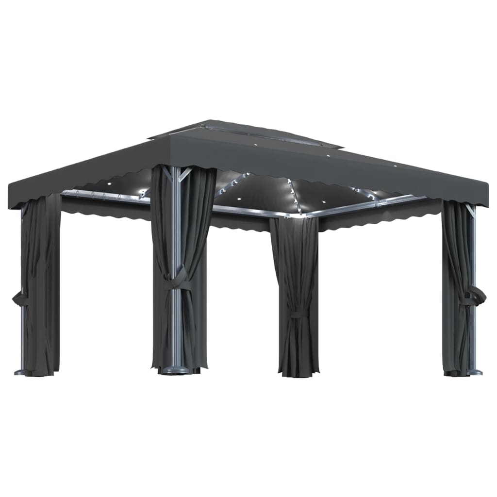 Vidaxl Arbor avec rideau et Garland Light LED 4x3 M Colore anthracite