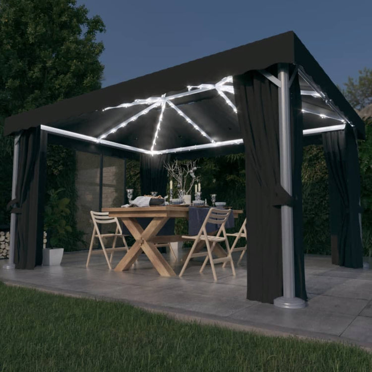 Vidaxl Arbor avec rideau et Garland Light LED 4x3 M Colore anthracite