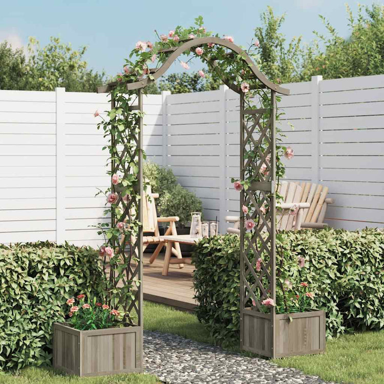 Vidaxl pergola avec du jardinière en pin massif gris