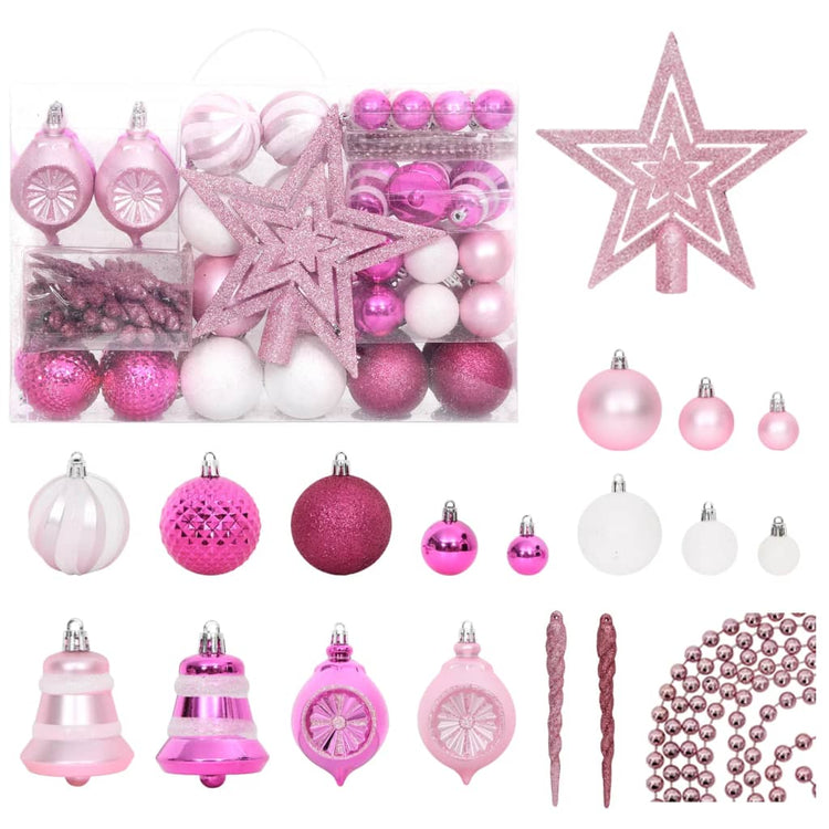 Vidaxl 108 parties de Noël en jeu blanc et rose