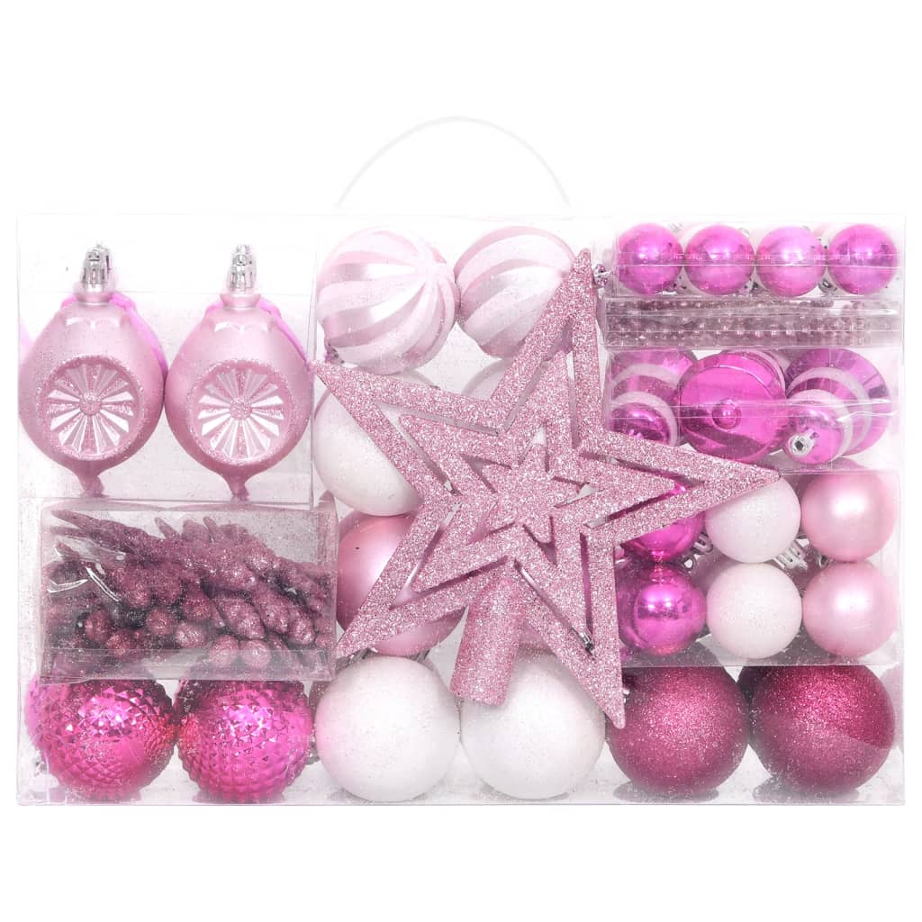 Vidaxl 108 parties de Noël en jeu blanc et rose