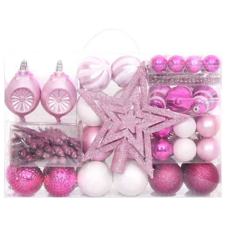 Vidaxl 108 parties de Noël en jeu blanc et rose