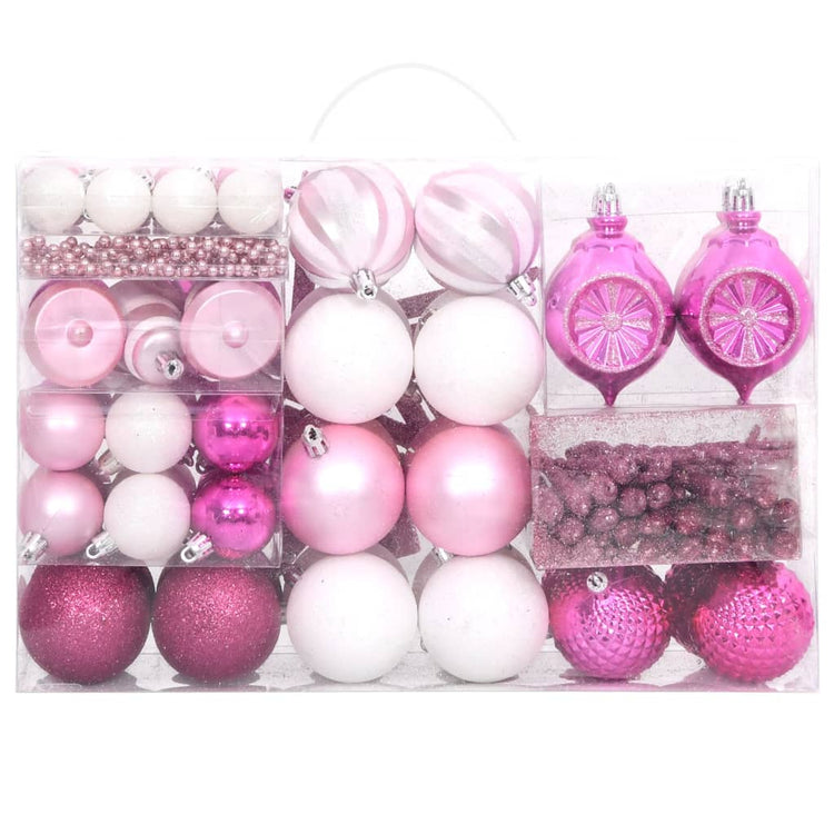 Vidaxl 108 parties de Noël en jeu blanc et rose