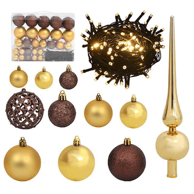 Vidaxl 61 parties de Noël en jeu avec pic et 150 LEDS Gold et Bronze