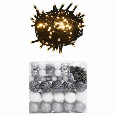 Vidaxl 120 parties de Noël en jeu avec pic et 300 LED blancs et gris