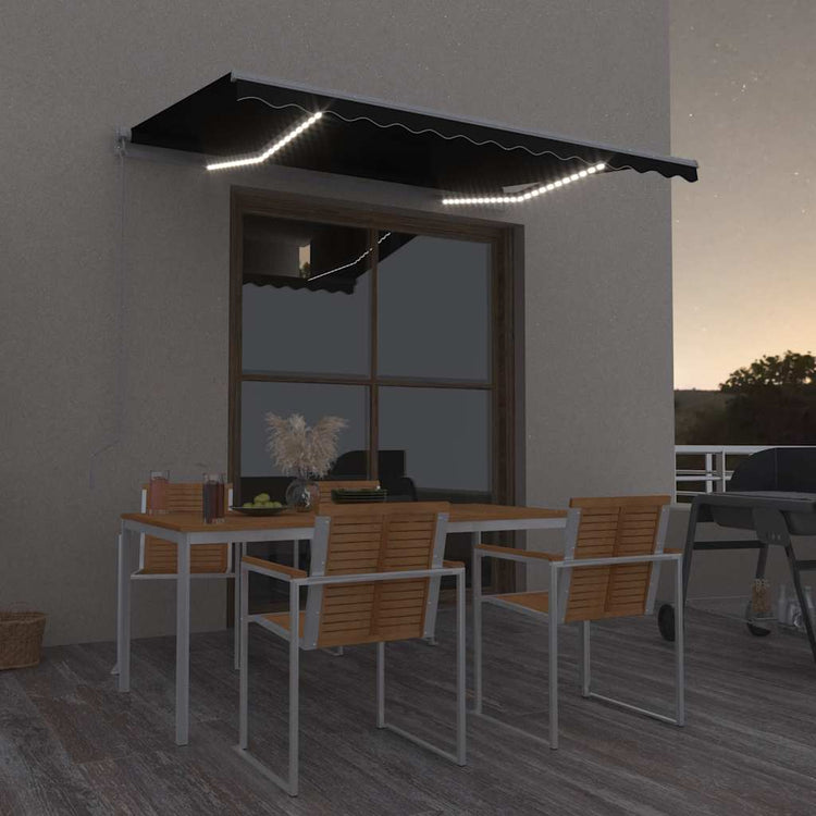 Vidaxl Luifel extensible manuellement avec une couleur d'anthracite LED 300x250 cm