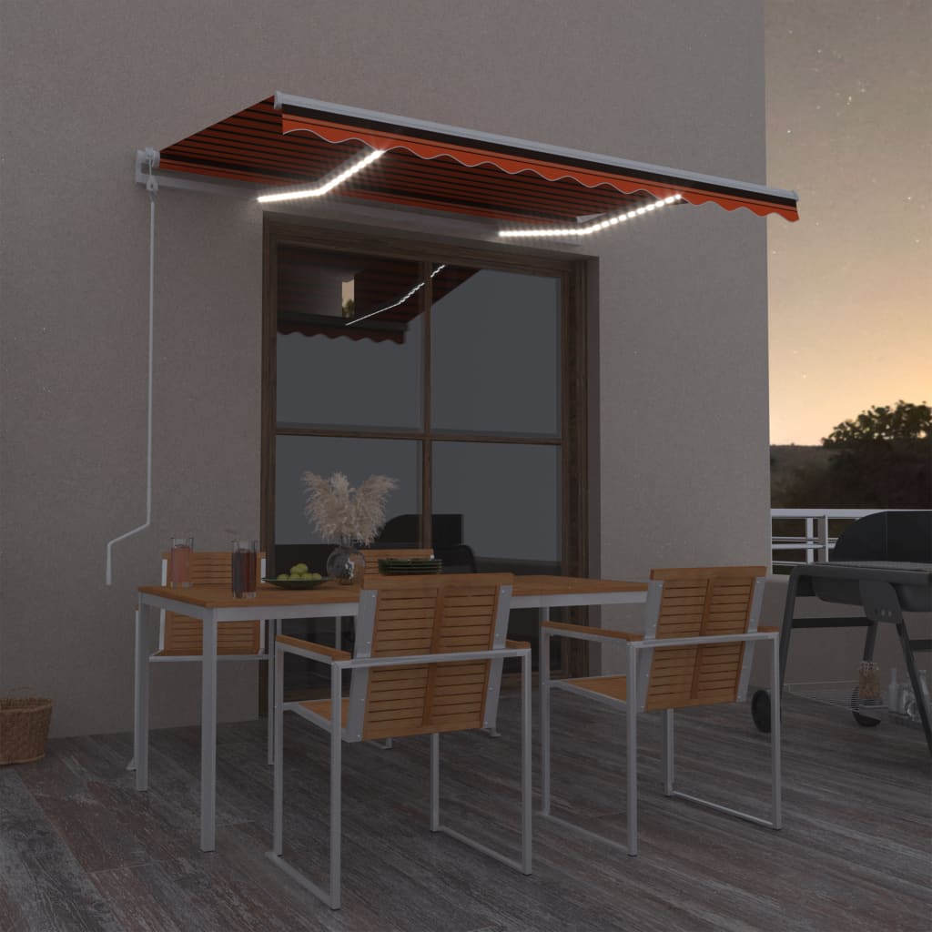 Auvent Vidaxx automatique avec capteur de vent LED 300x250 cm orange marron