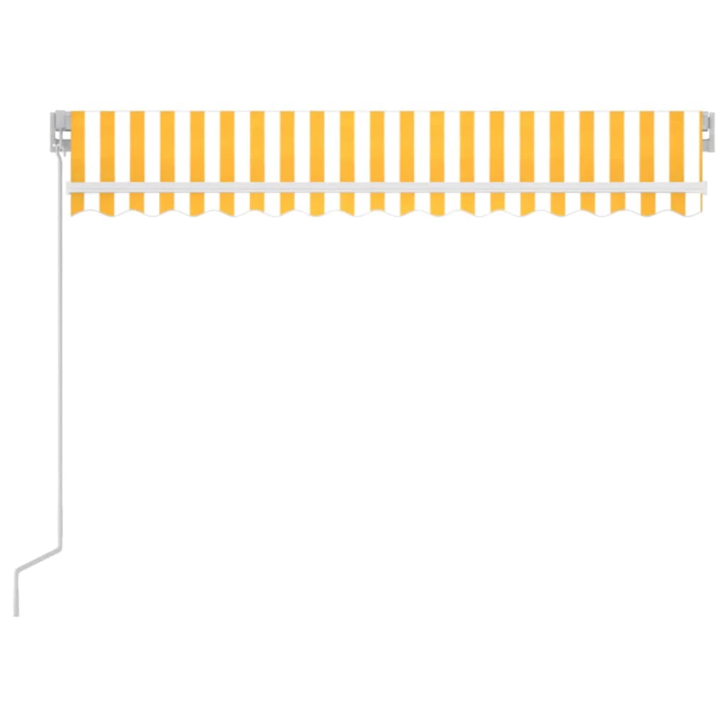 Vidaxl Luifel extensible manuellement avec LED 350x250 cm jaune et blanc