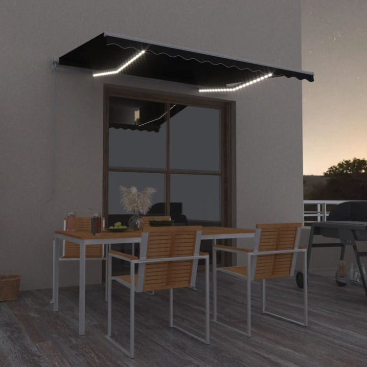 Vidaxl Luifel extensible manuellement avec une couleur anthracite LED 350x250 cm