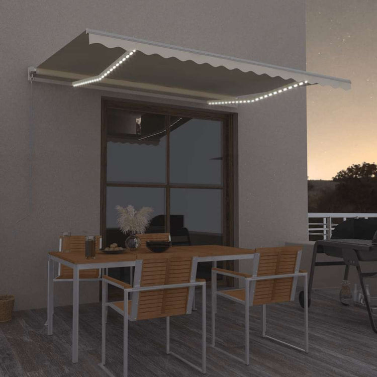 Vidaxl Luifel extensible manuellement avec la Crème LED 400x300 cm -Colored