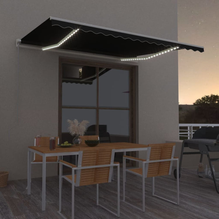 Vidaxl Luifel extensible manuellement avec une couleur d'anthracite LED 450x300 cm