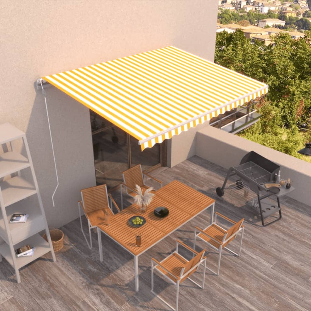 Vidaxl Luifel étend automatiquement 450x300 cm jaune et blanc