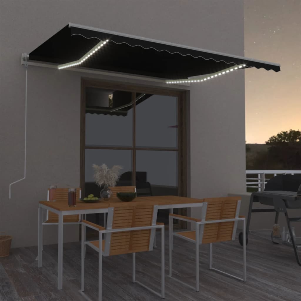Vidaxl luifel automatique avec led et capteur de vent 450x300 cm anthracite